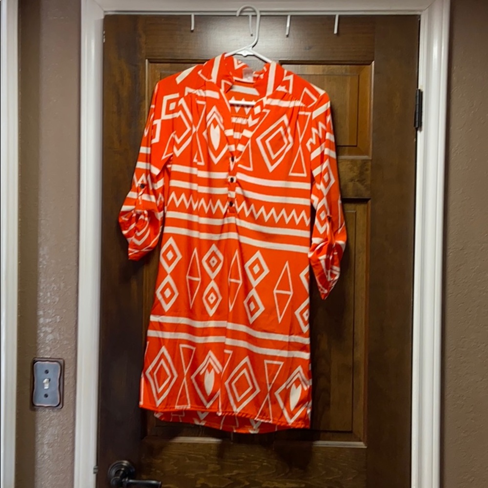 Orange Aztec dress